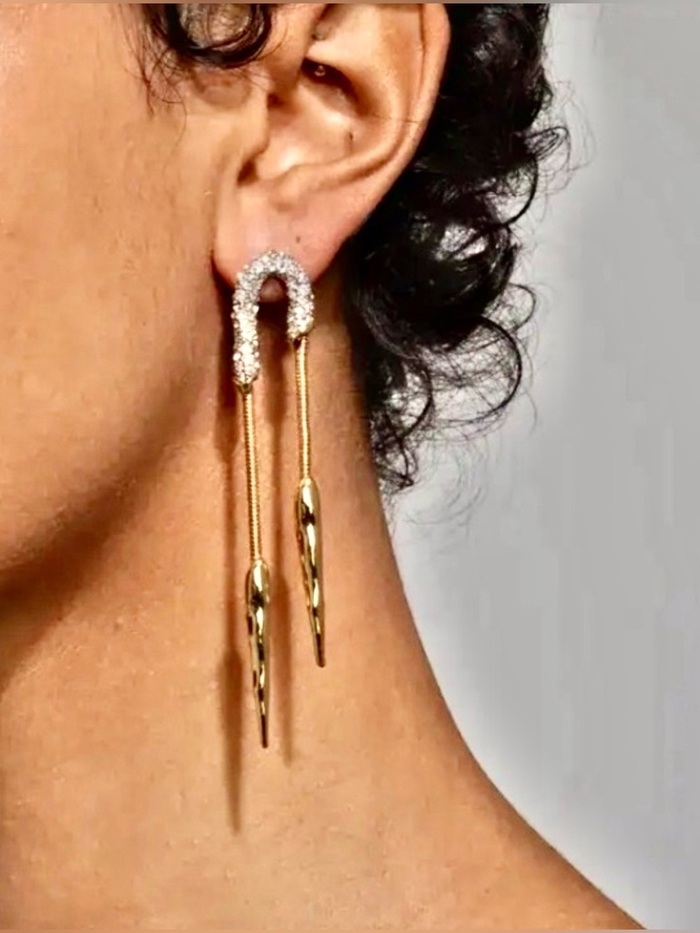 Alexis Bittar Gold and Silver Crystal Drop Earrings